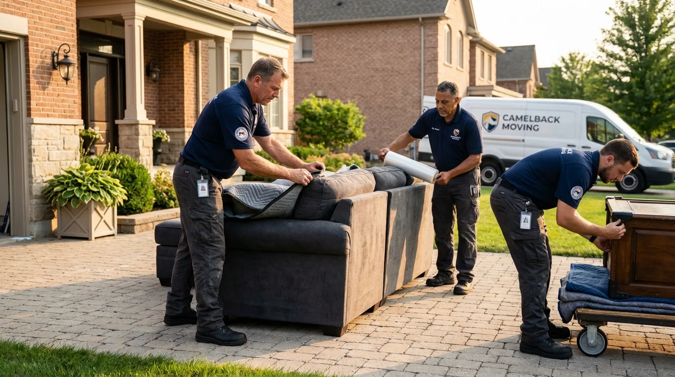 Large estate moving crew wrapping furniture in Benld, IL